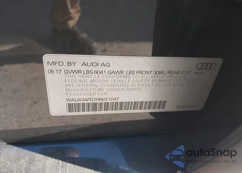 2017 Audi A8 L 4.0T Sport z USA, uszkodzony, nr VIN WAU43AFD2HN021047